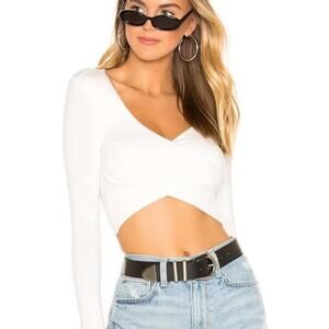 Superdown Matilda White Wrap Long Sleeve Crop Top Small NWT